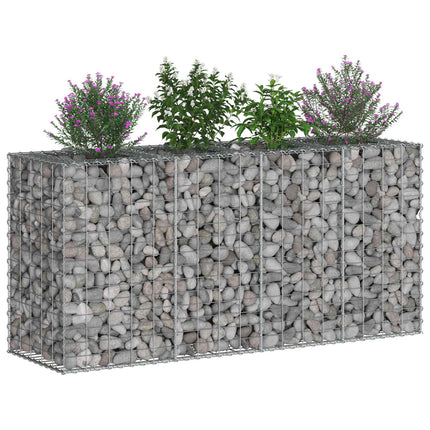Gabion højbed 170 x 50 x 80 cm Galvaniseret stål Sølv