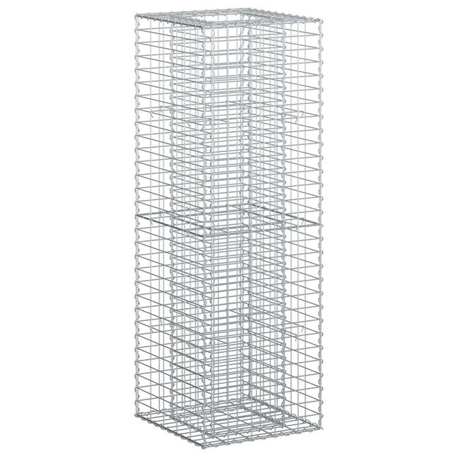 Gabion højbed 50 x 50 x 150 cm Galvaniseret stål Sølv