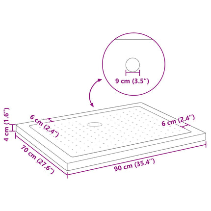 Brusebund Tray med Dots 90 x 70 x 4 cm ABS Sort