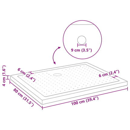 Brusebund Tray med Dots 100 x 80 x 4 cm ABS Sort
