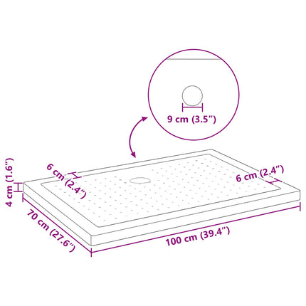 Brusebund Tray med Dots 100 x 70 x 4 cm ABS Sort