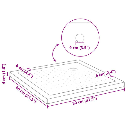 Brusebund Tray med Dots 80 x 80 x 4 cm ABS Sort