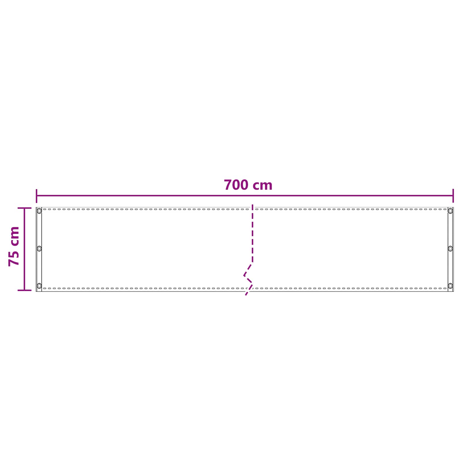Altan Skærm Hvid 75 x 700 cm HDPE og Aluminium