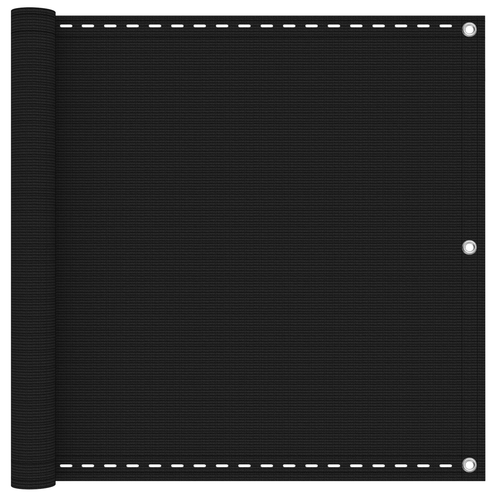 Altan skærm i HDPE - sort 120 × 1.000 cm med aluminiumsøjer