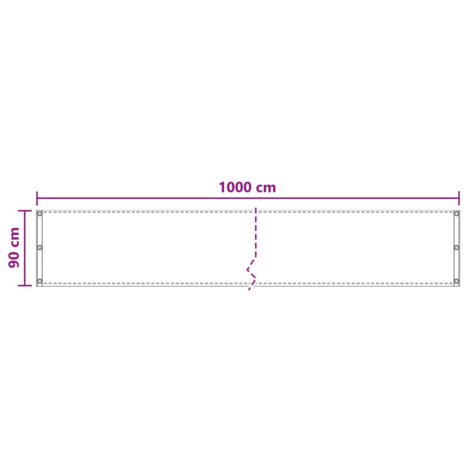Altan Skærm Sandfarvet 90 x 1000 cm HDPE og Aluminium