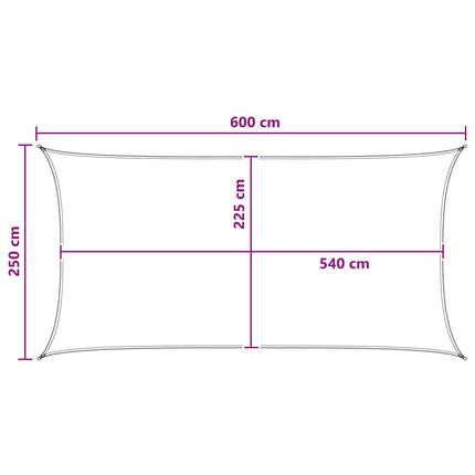 Solsejl 2,5 x 6 m HDPE Rektangulær Lys grøn