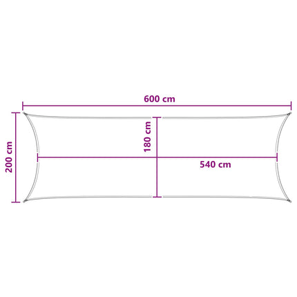 Solsejl 2 x 6 m HDPE Rektangulær Rød