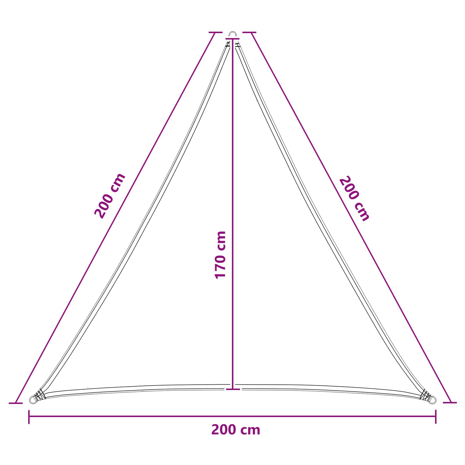 Solsejl Brun 2 x 2 x 2 m HDPE