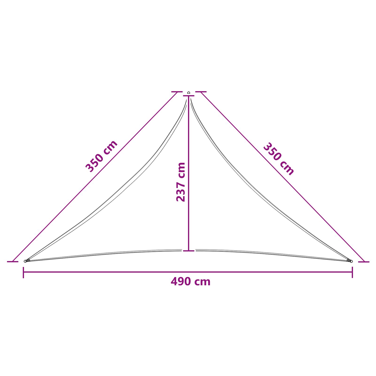 Solsejl 3,5 x 3,5 x 4,9 m HDPE