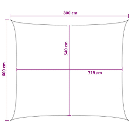 Solsejl 6 x 8 m HDPE Rektangulær Gul og Hvid
