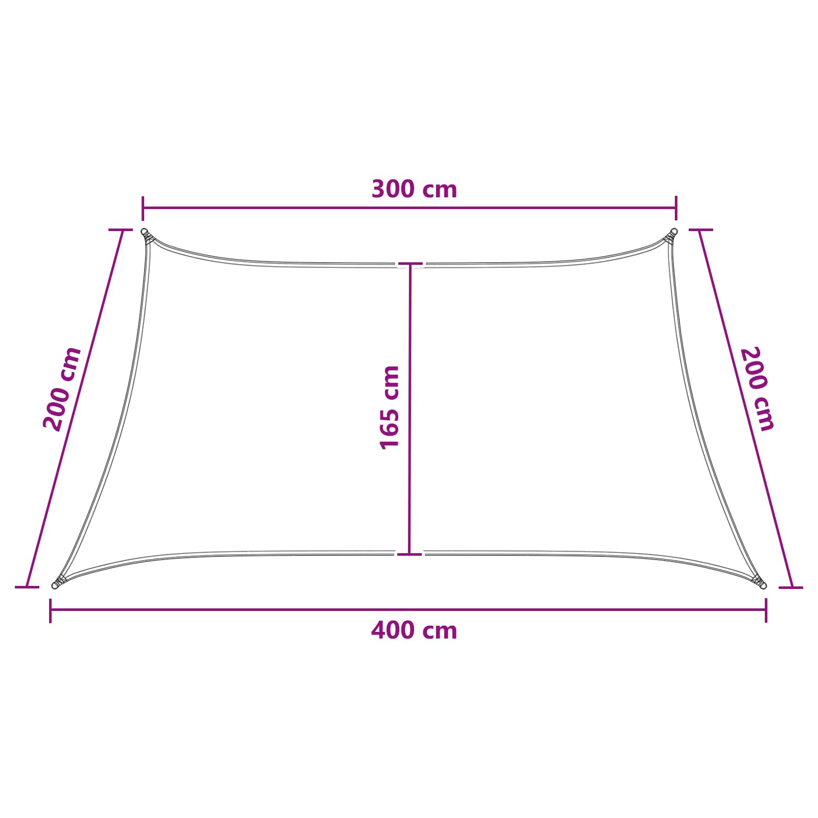 Solsejl Blå og Hvid 3 / 4 x 2 m HDPE