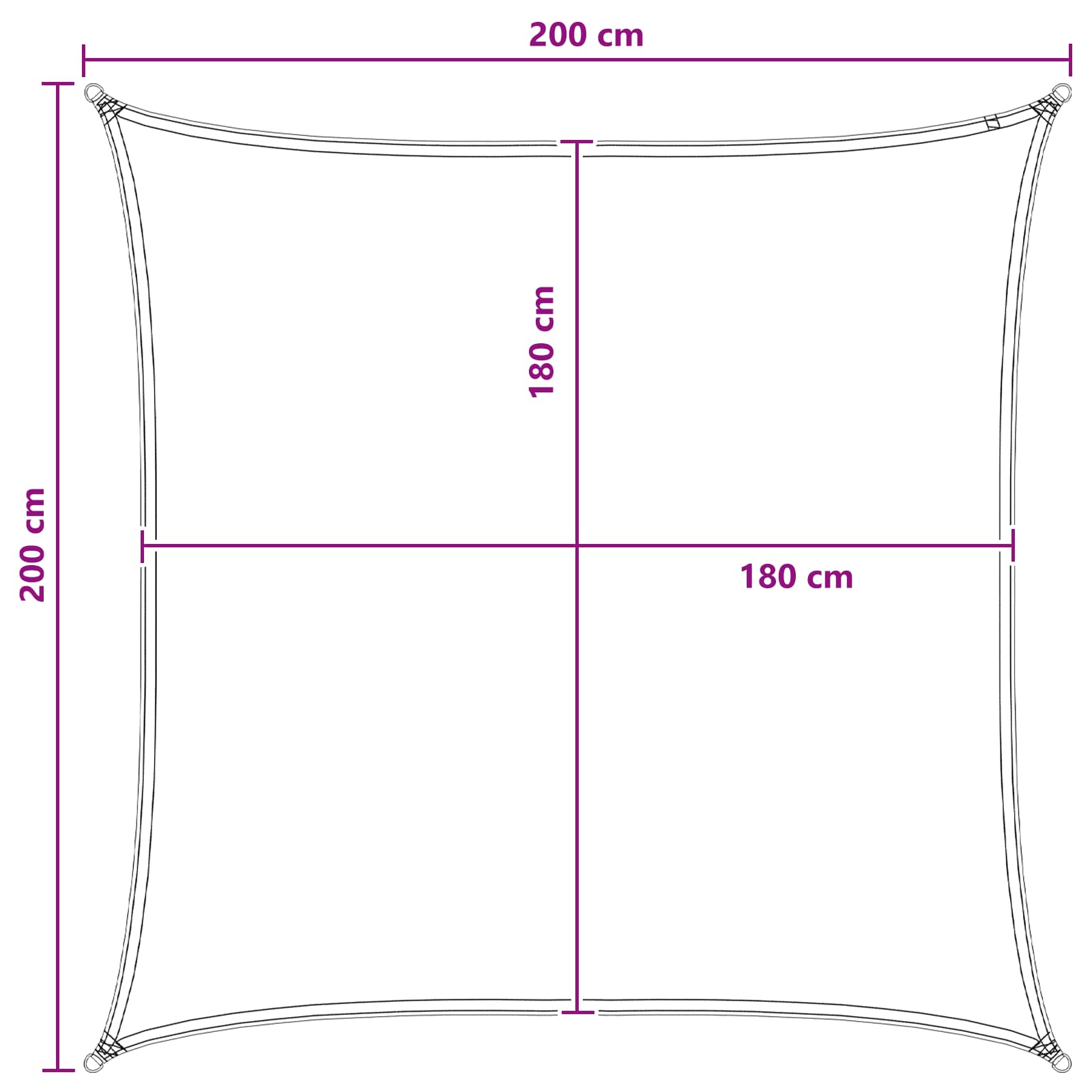 Solsejl Lys Grå og Hvid 2 x 2 m HDPE