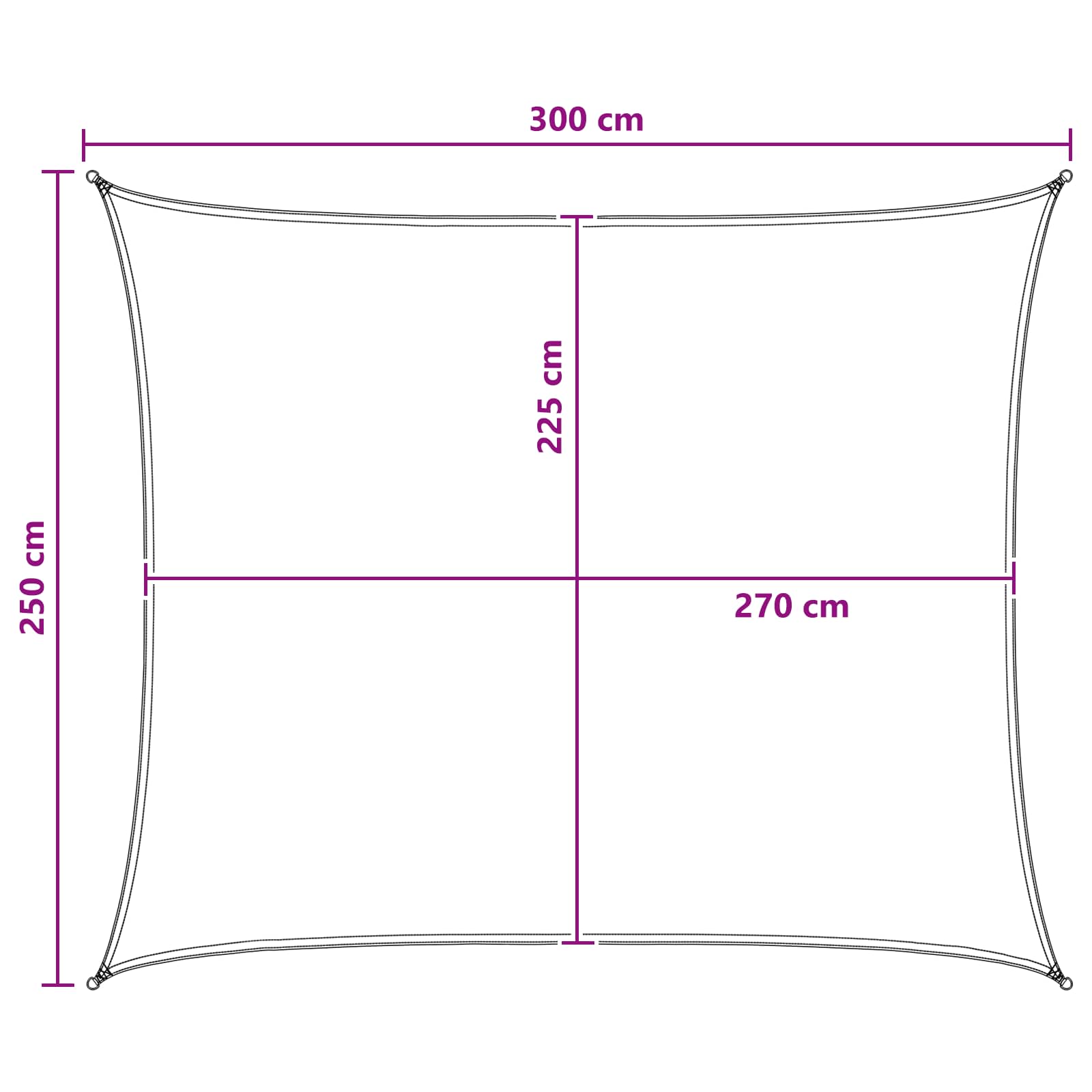 Solsejl 2,5 x 3 m HDPE Rektangulær Lys Grå og Hvid