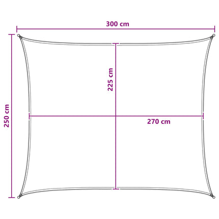 Solsejl 2,5 x 3 m HDPE Rektangulær Lys Grå og Hvid