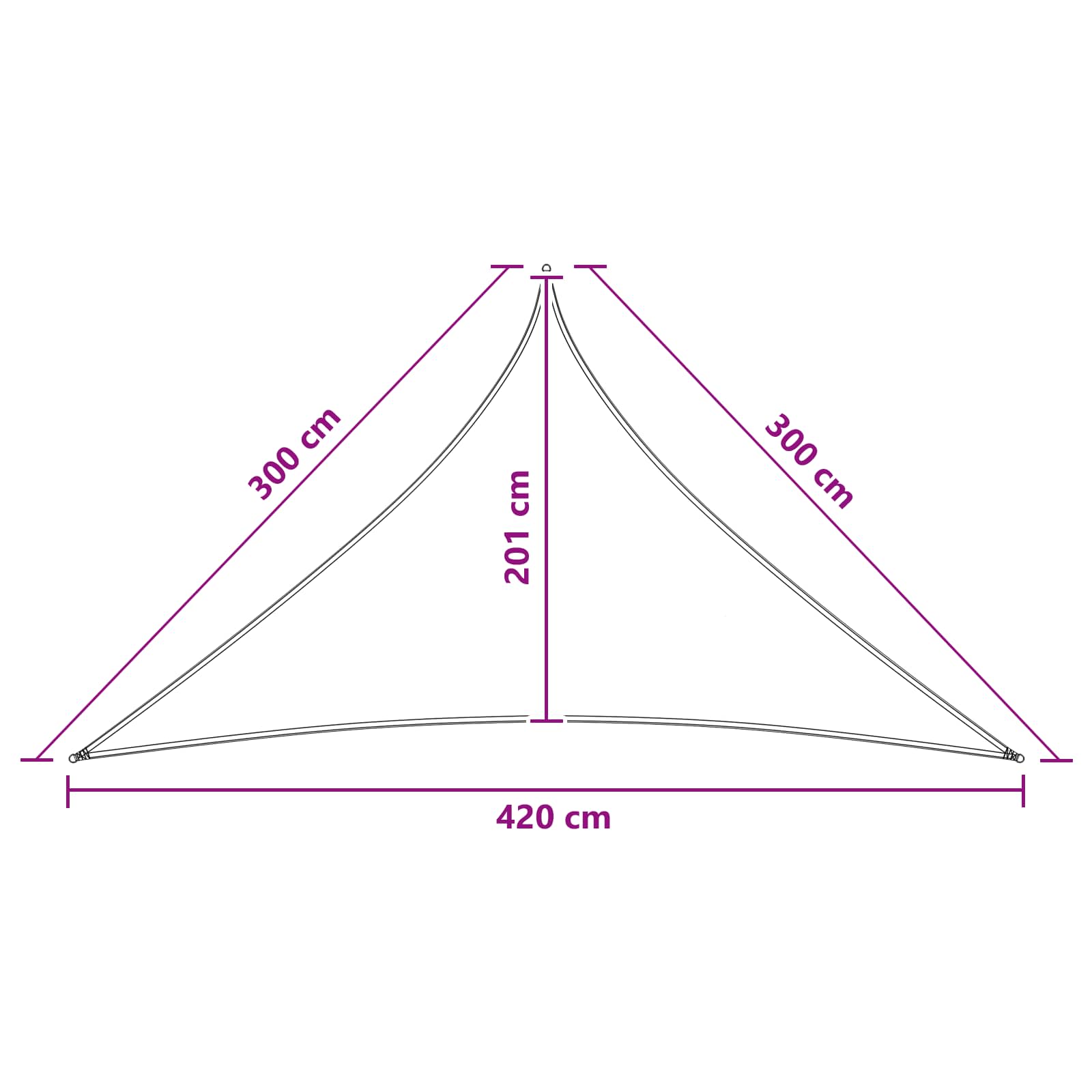 Solsejl 3 x 3 x 4,2 m HDPE