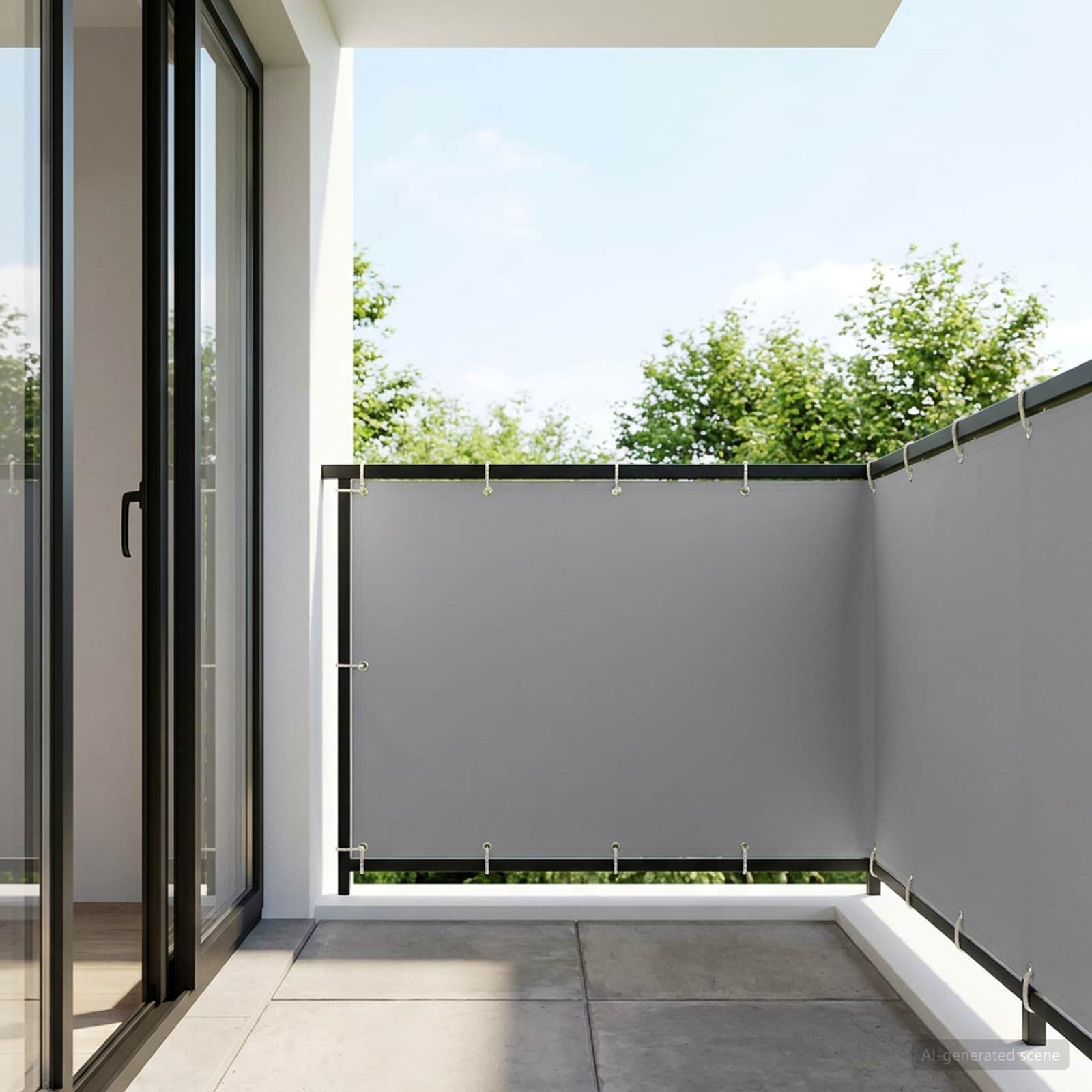 Balkon Afskærmning 150 x 200 cm Stof med PU-belægning Lysegrå billede