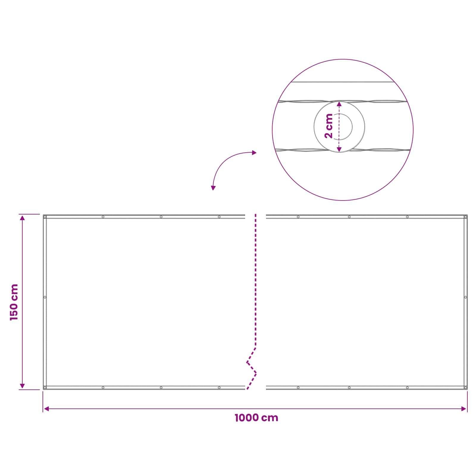 Balkon Afskærmning 150 x 1000 cm Stof med PU-belægning
