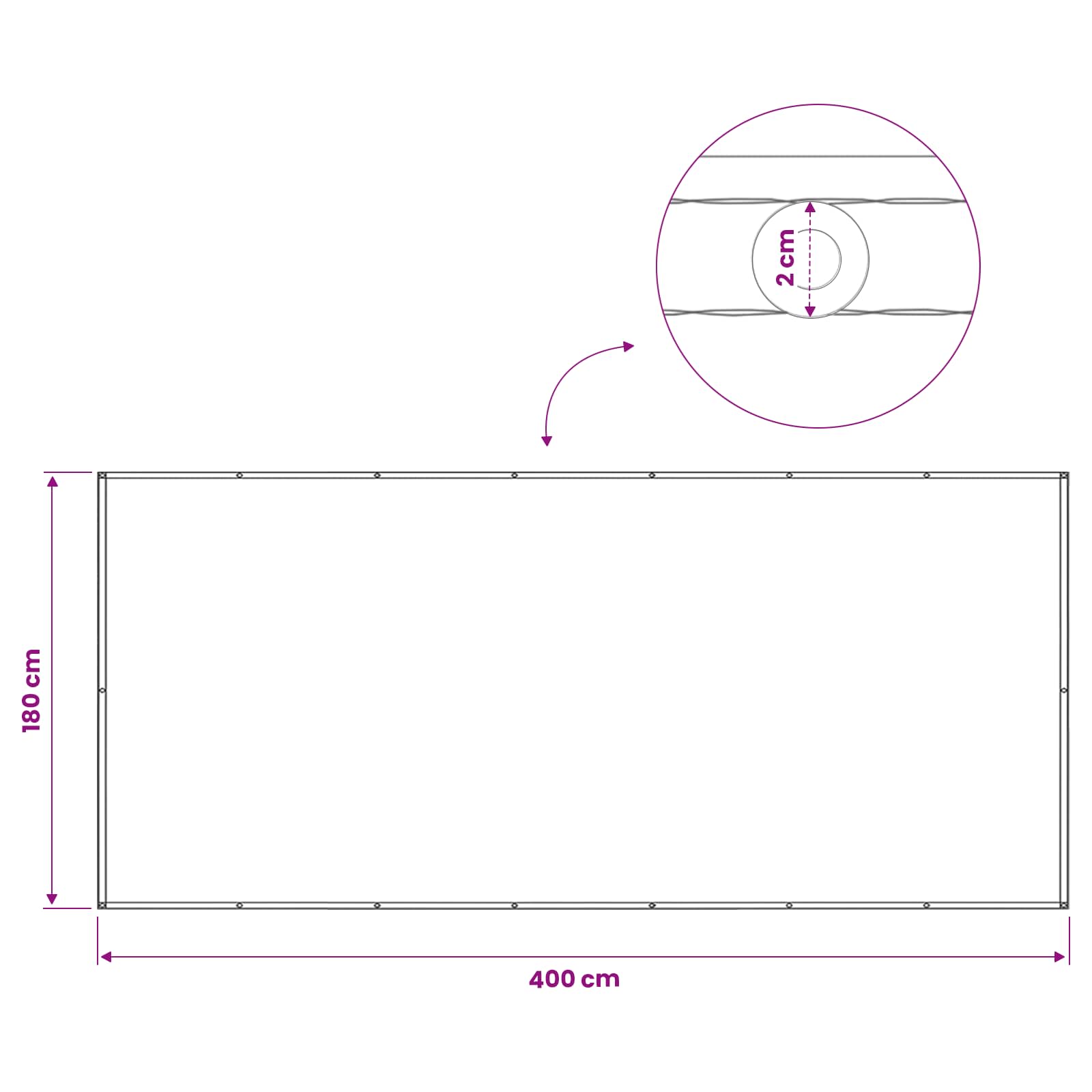 Balkon Afskærmning 180 x 400 cm Stof med PU-belægning Antracit