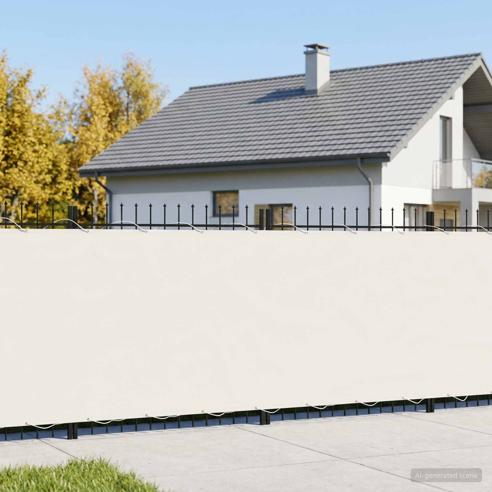 Balkon afskærmning 200 × 400 cm - stof med PU-belægning, hvid