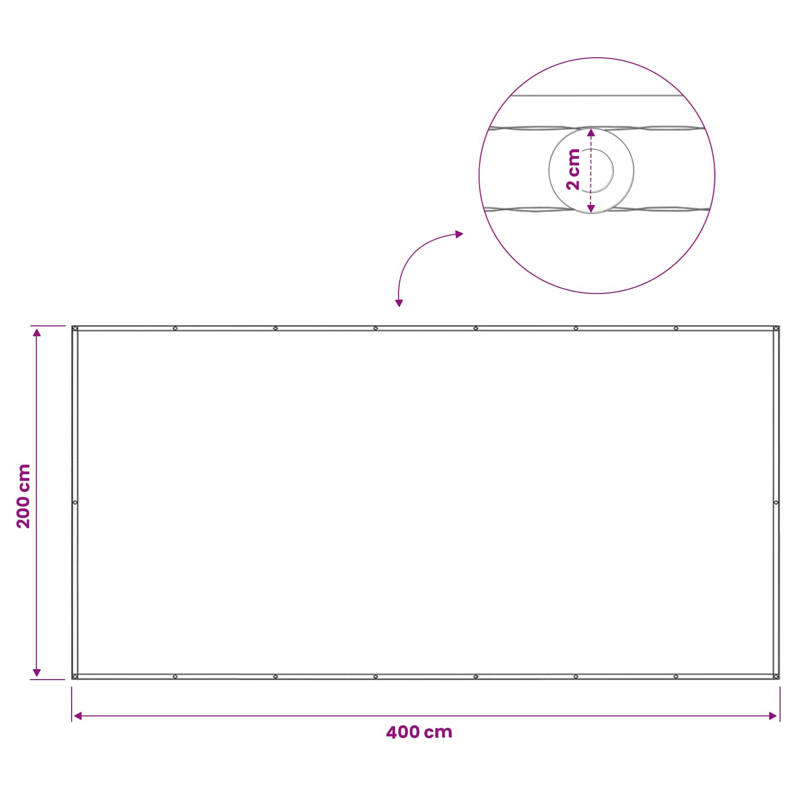 Balkon Afskærmning 200 x 400 cm Stof med PU-belægning Hvid