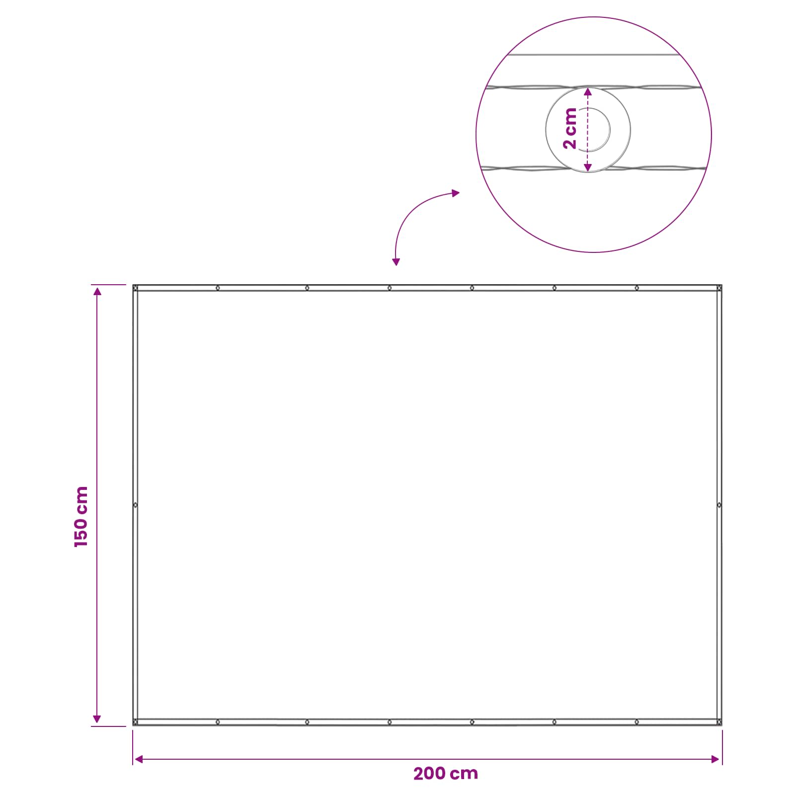 Balkon Afskærmning 150 x 200 cm Stof med PU-belægning