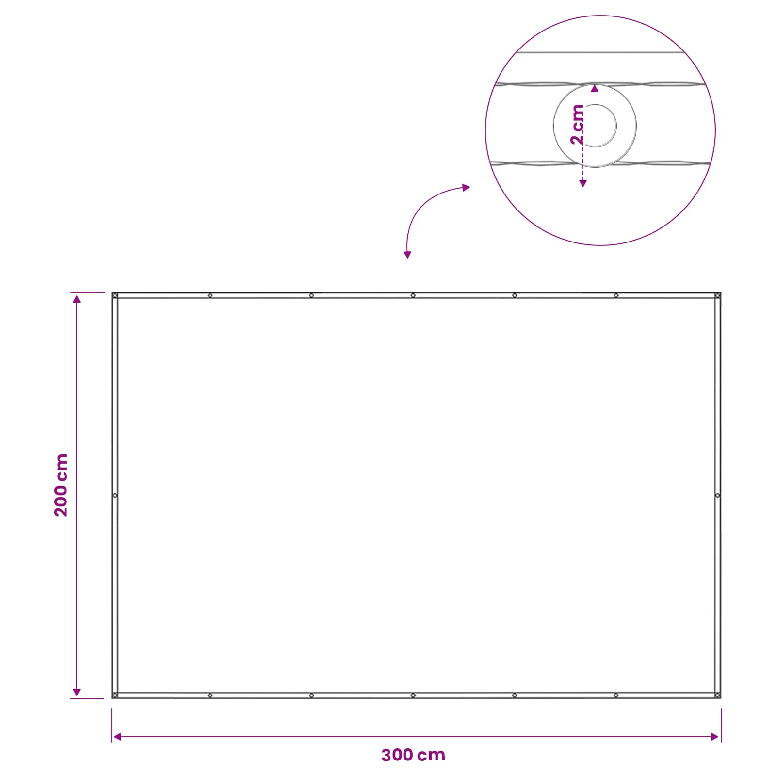 Balkon Afskærmning 200 x 300 cm Stof med PU-belægning