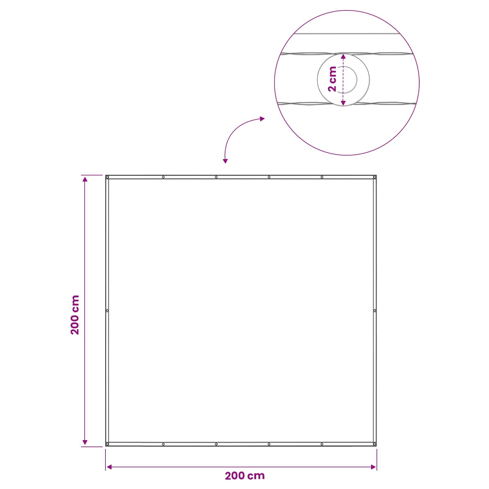 Balkon Afskærmning 200 x 200 cm Stof med PU-belægning