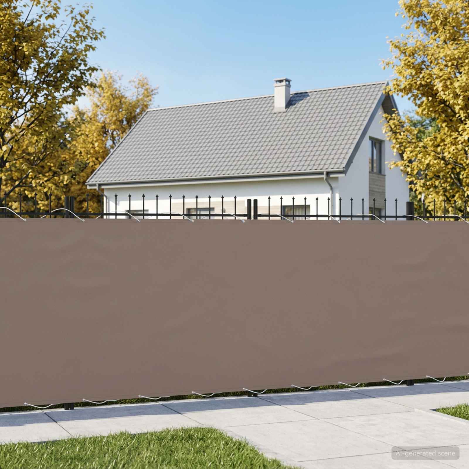 Balkon Afskærmning 150 x 500 cm Stof med PU-belægning Gråbrun billede
