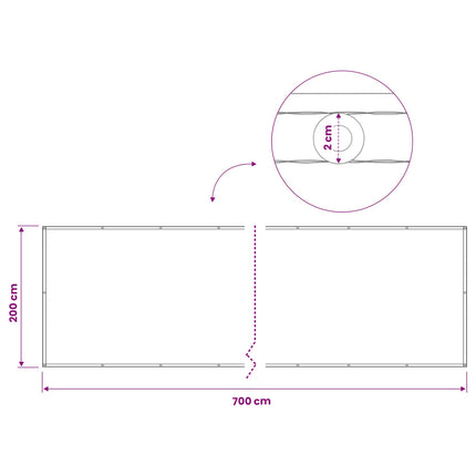 Balkon Afskærmning 200 x 700 cm Stof med PU-belægning Bordeaux