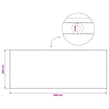Balkon Afskærmning 200 x 500 cm Stof med PU-belægning