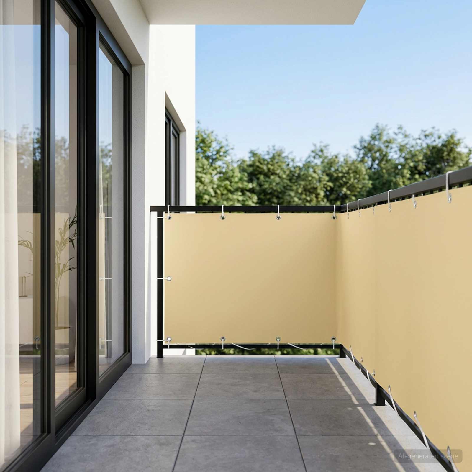 Balkon Afskærmning 1,2 x 15 m Stof med PU-belægning Beige billede