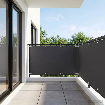 Balkon Afskærmning 1,2 x 15 m Stof med PU-belægning Sort