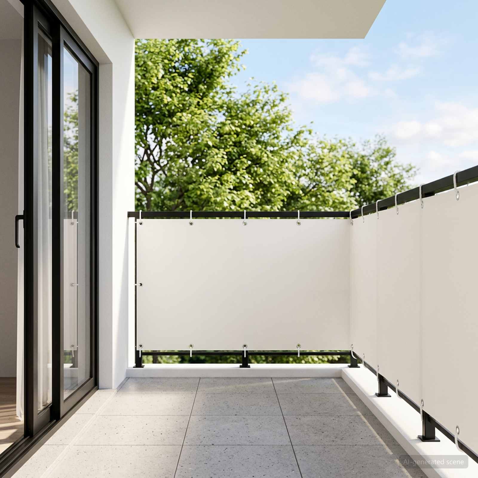 Balkon afskærmning 1,2 × 25 m - hvid privatlivsskærm i PU-belagt polyester
