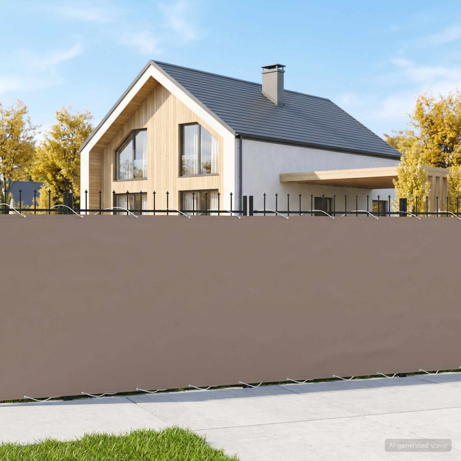 Balkon Afskærmning 1,2 x 25 m Stof med PU-belægning Gråbrun billede