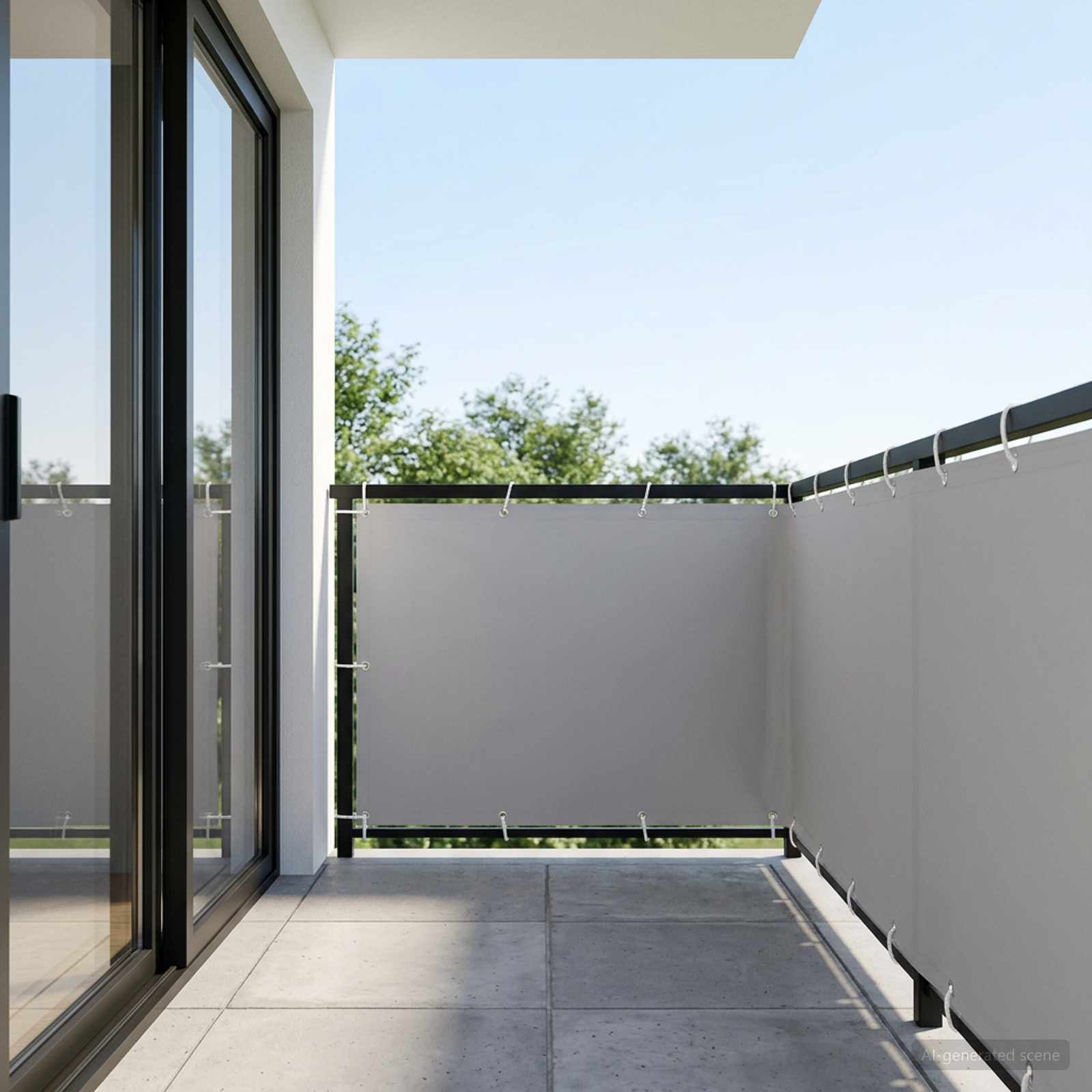 Balkon Afskærmning 1,5 x 15 m Stof med PU-belægning Lysegrå billede