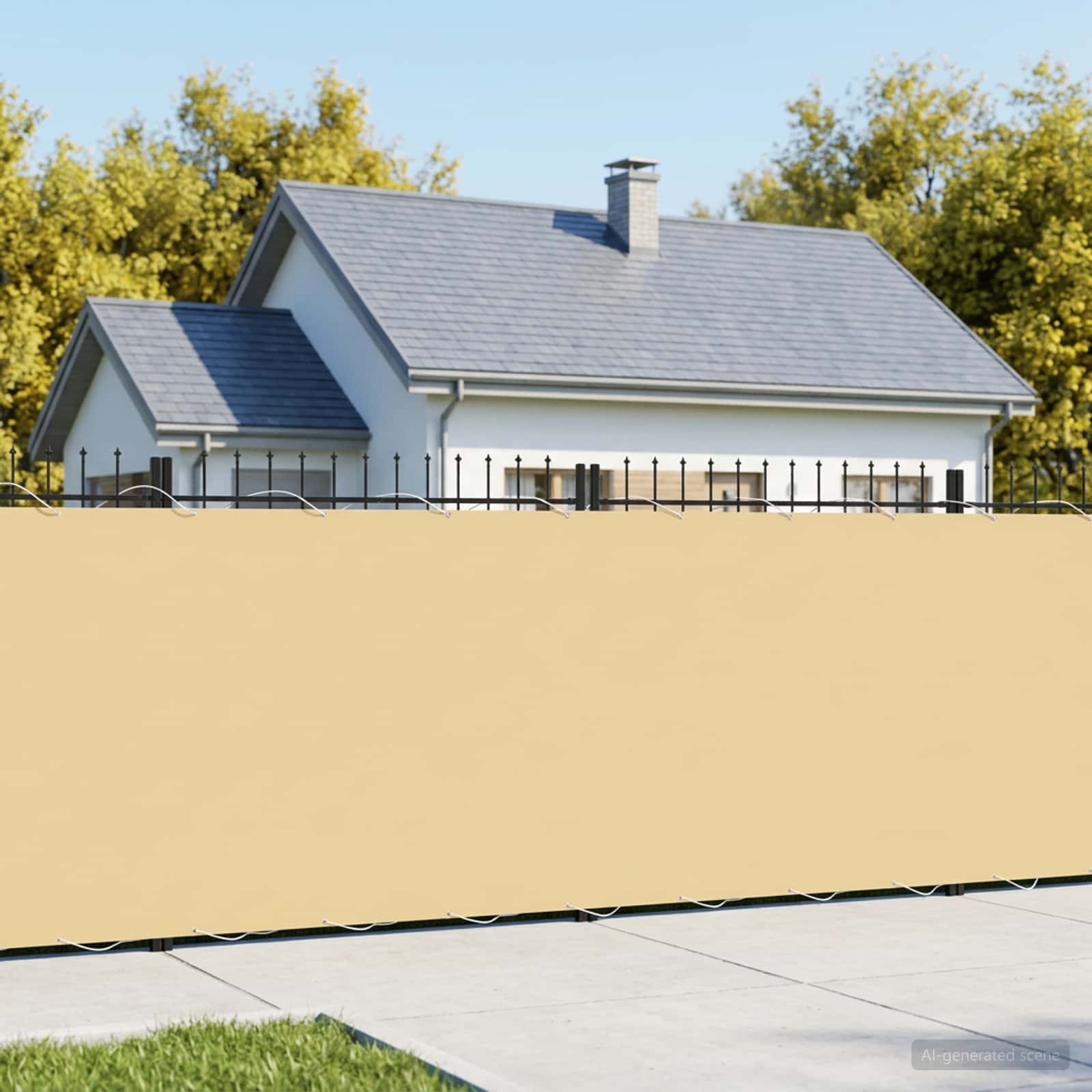 Balkon Afskærmning 1,5 x 15 m Stof med PU-belægning Beige billede