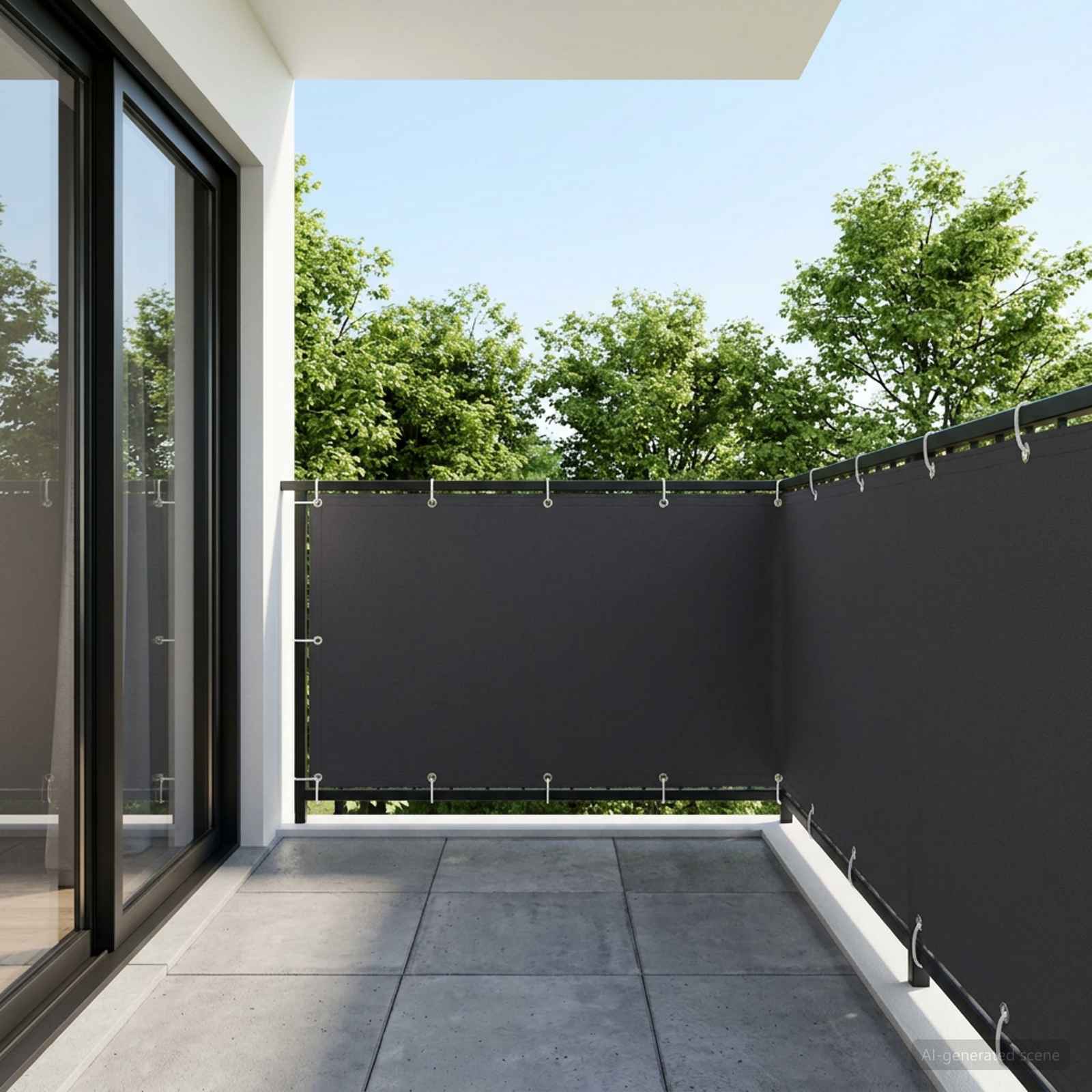 Balkon Afskærmning 1,5 x 15 m Stof med PU-belægning Sort billede