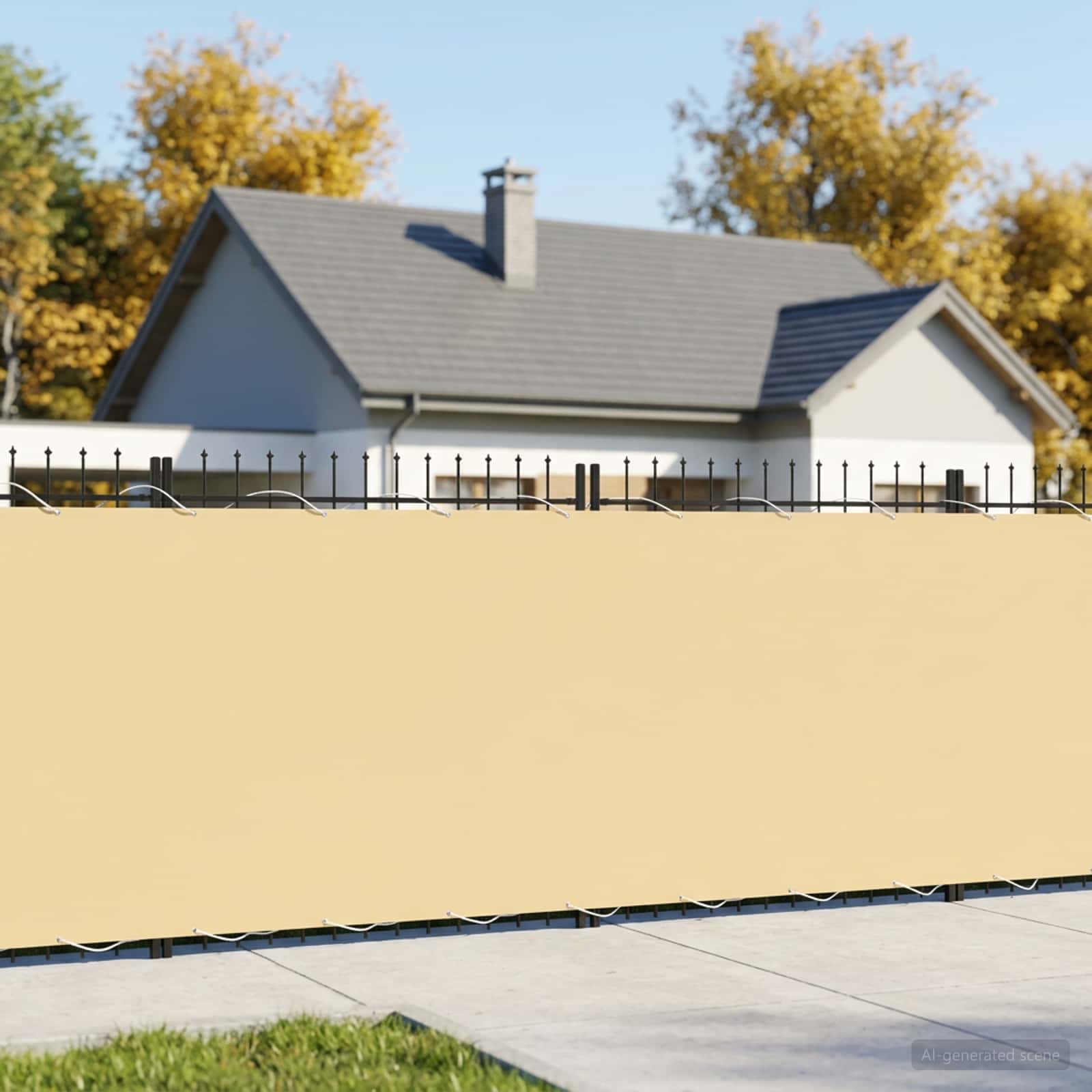 Balkon Afskærmning 1,8 x 15 m Stof med PU-belægning Beige billede