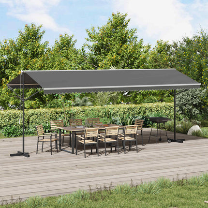 Fritstående markise 6 x 3 m Polyester Grå