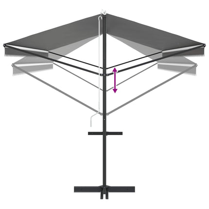 Fritstående markise 6 x 3 m Polyester Grå