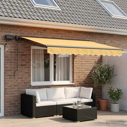 Manuel markise-ramme med LED-lys Sandfarvet 2,5 x 2 m