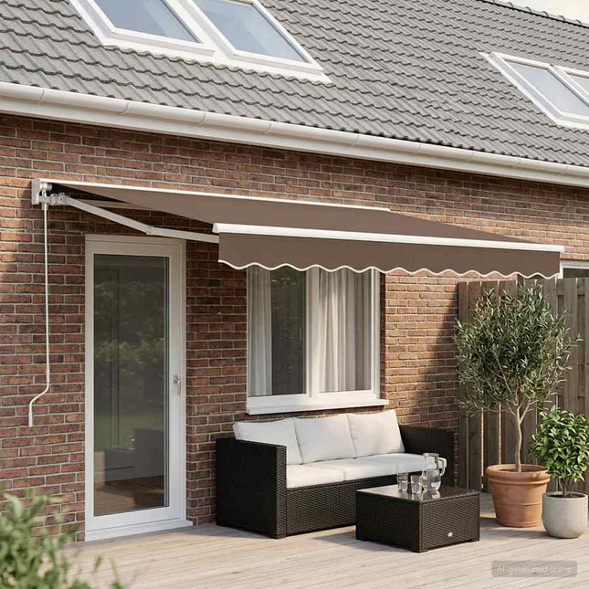 Udtrækkelig markise Gråbrun 4 x 2 m Polyester og Aluminium