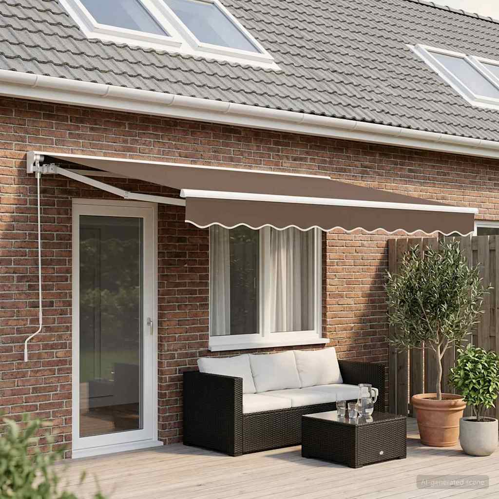 Udtrækkelig markise Gråbrun 4 x 2 m Polyester og Aluminium
