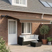 Manuel markise-ramme med LED-lys Gråbrun 4,5 × 3,5 m