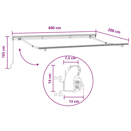 Udtrækkelig markise Gråbrun 4 x 2 m Stof