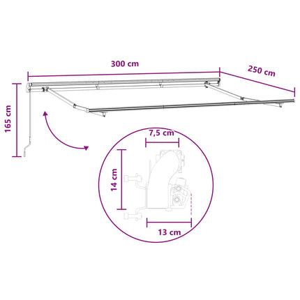 Udtrækkelig markise Lys Grå og Hvid 300 x 250 cm
