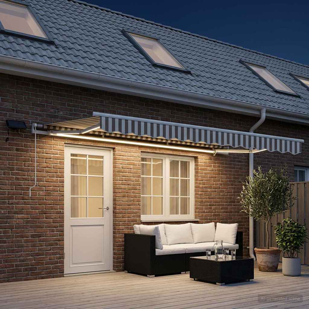 Udtrækkelig markise Lys Grå og Hvid 400 × 350 cm
