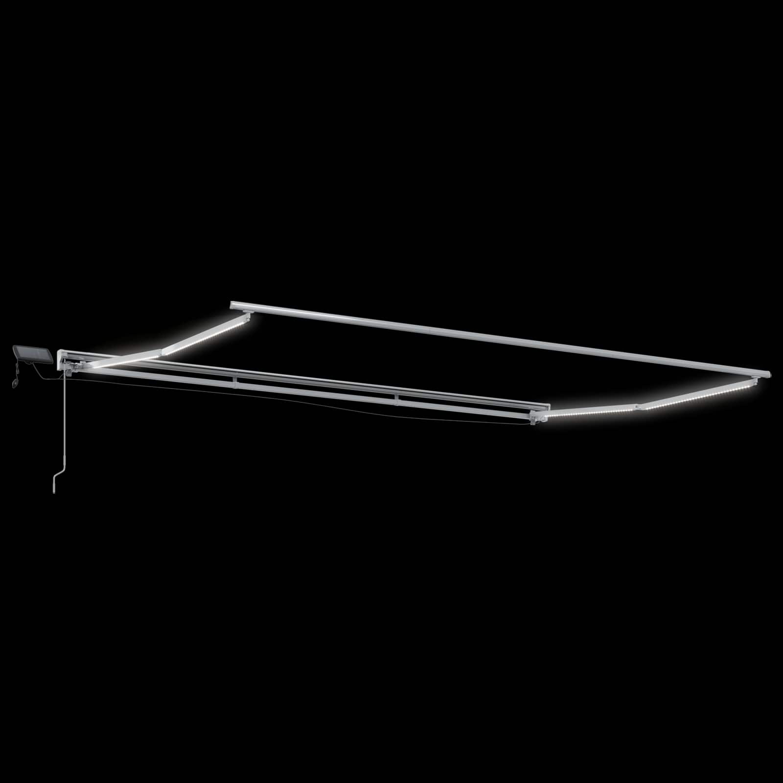 Manuel markise-ramme med LED-lys Gråbrun 4,5 × 3 m