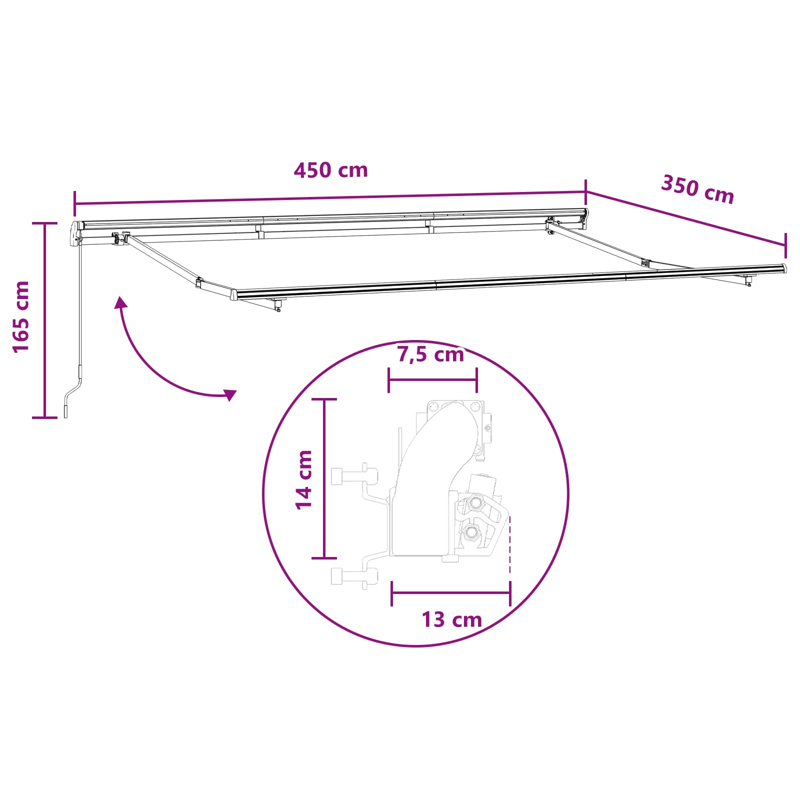Udtrækkelig markise Sandfarvet 450 × 350 cm