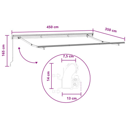 Udtrækkelig markise Sandfarvet 450 × 350 cm